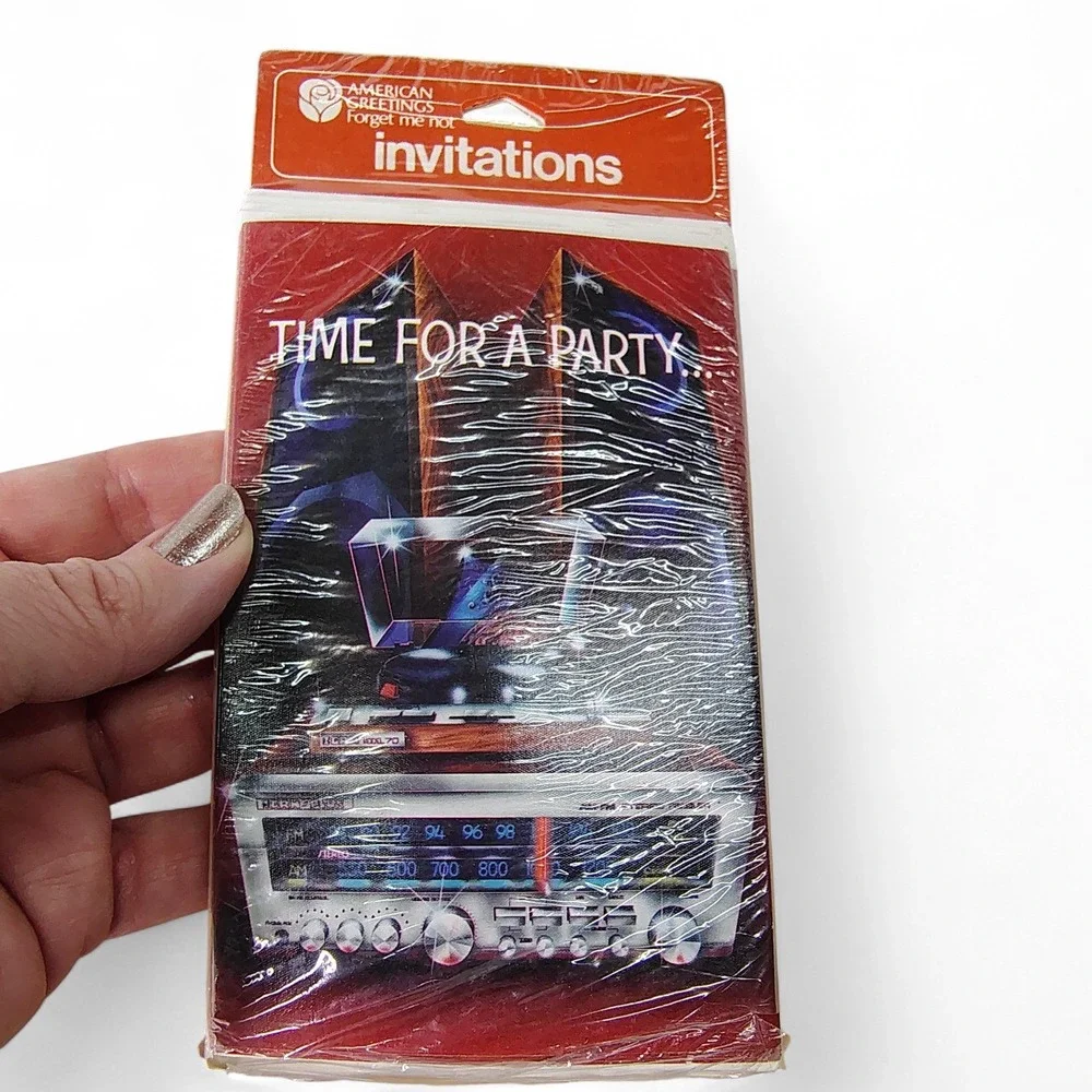 American Greetings 80s Party Invitations Retro Radio New Wave Sealed‎ Pack of 8